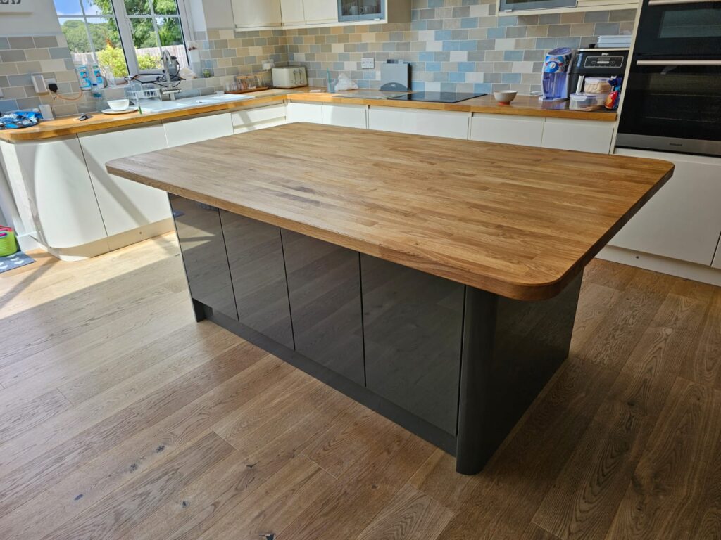 Kitchen renovation with wood-topped island